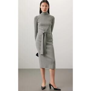 Toccin Knit Tie Front Gray knit Dress Size M